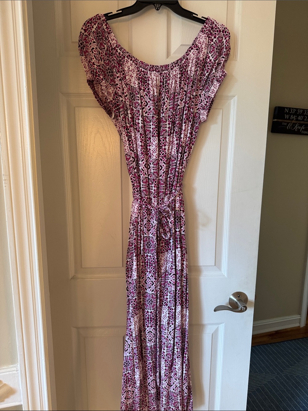 LOFT Pink Floral Print Maxi Dress with Tie